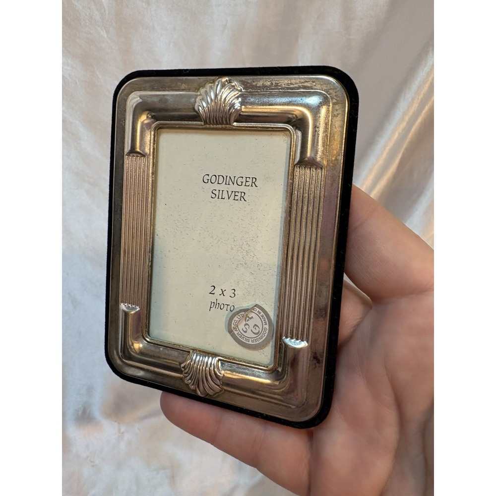 Vintage Godinger Silver Plated  2" x 3" Standing/Hanging Dainty Picture Frame